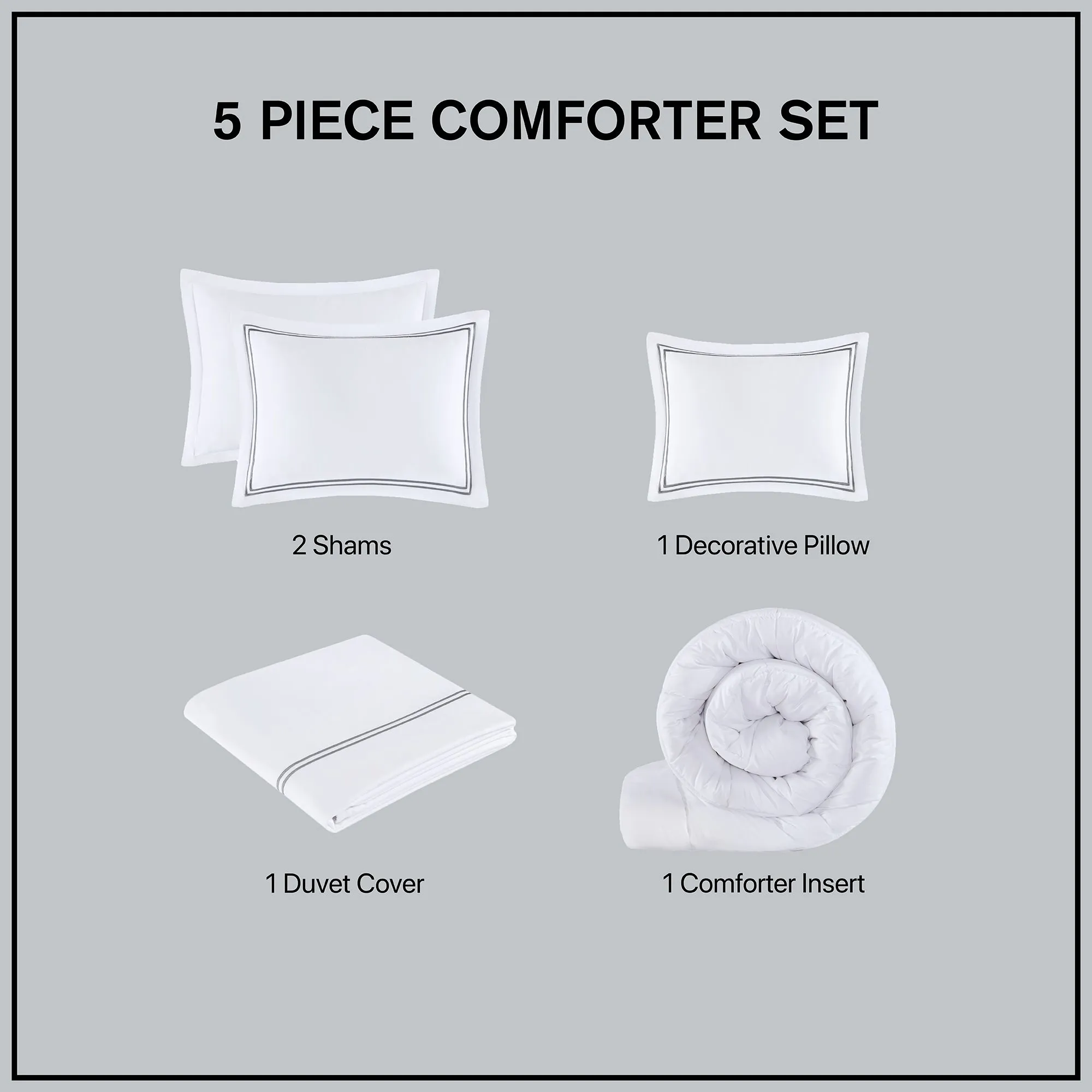 500 Thread Count Luxury Comforter Set - Elegant Cotton Sateen with Embroidered Design for Relaxation